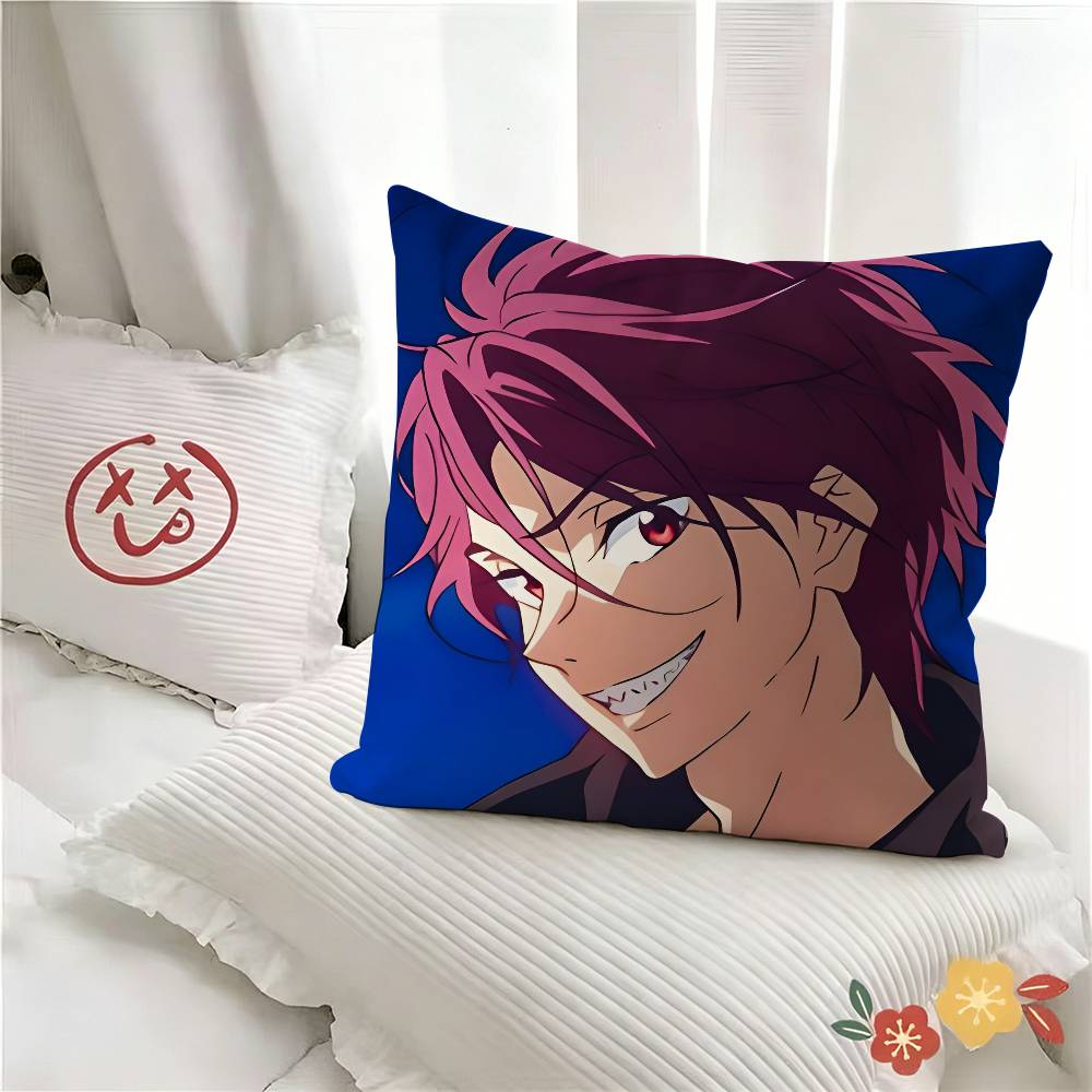 pc Cartoon Rin Matsuoka Pillow Case Fashion Square Pillowcase Bedroom Sofa Room Ins Decoration Leisure