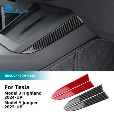 Real Soft Carbon Fiber Wireless Charging Side Sticker For Tesla Model 3 Highland 2025 Model Y Juniper 2025 Interior Accessories