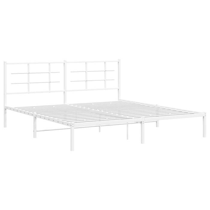 VidaXL Metal Bed Frames with Headboard, Double Bed with Slat Base, Adult Bed with Footboard, Bedroom Furniture, 355615