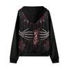 Women's Casual Long Sleeve Zip-Up Hoodie Sweatshirt with Halloween Print