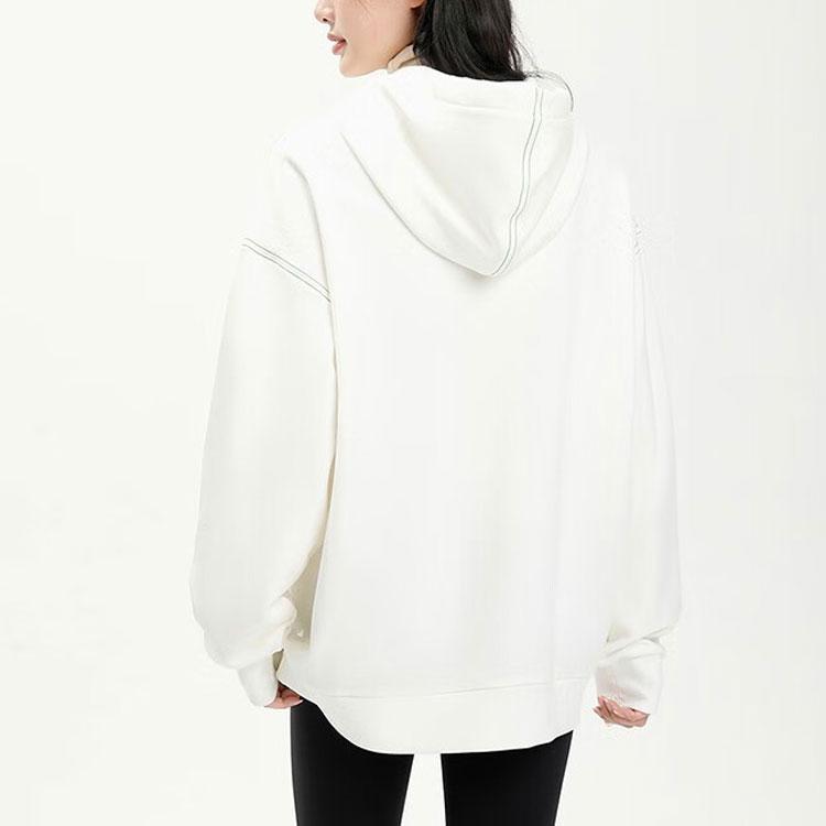 Anta Lifestyle Series Lettered Hooded Pullover Fleece Sweatshirt Unisex Sweatshirt Paper-White 172348702-1