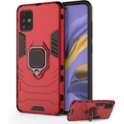 Samsung Galaxy A51 Case - LuffyShop - Red - Built-in Stand - Full Protection - Double Layer