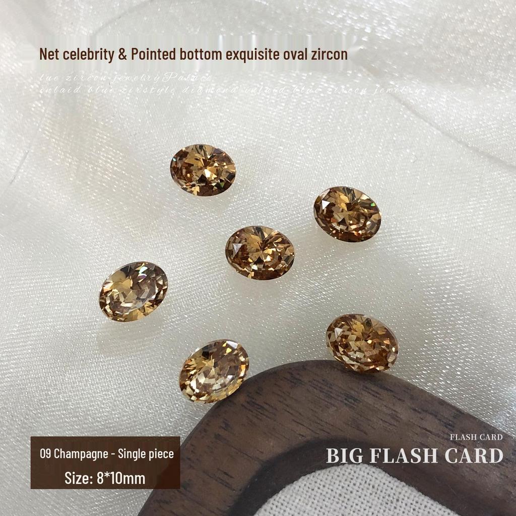 Elegant Zirconia Nail Art Gems: Sparkling White & Champagne Irregular Oval Diamonds