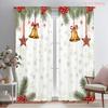 2pcs,2D Plane Printing Creative Curtains Christmas Bells Stars Snowflakes Border Polyester Woven (without Rod) Festive Use for