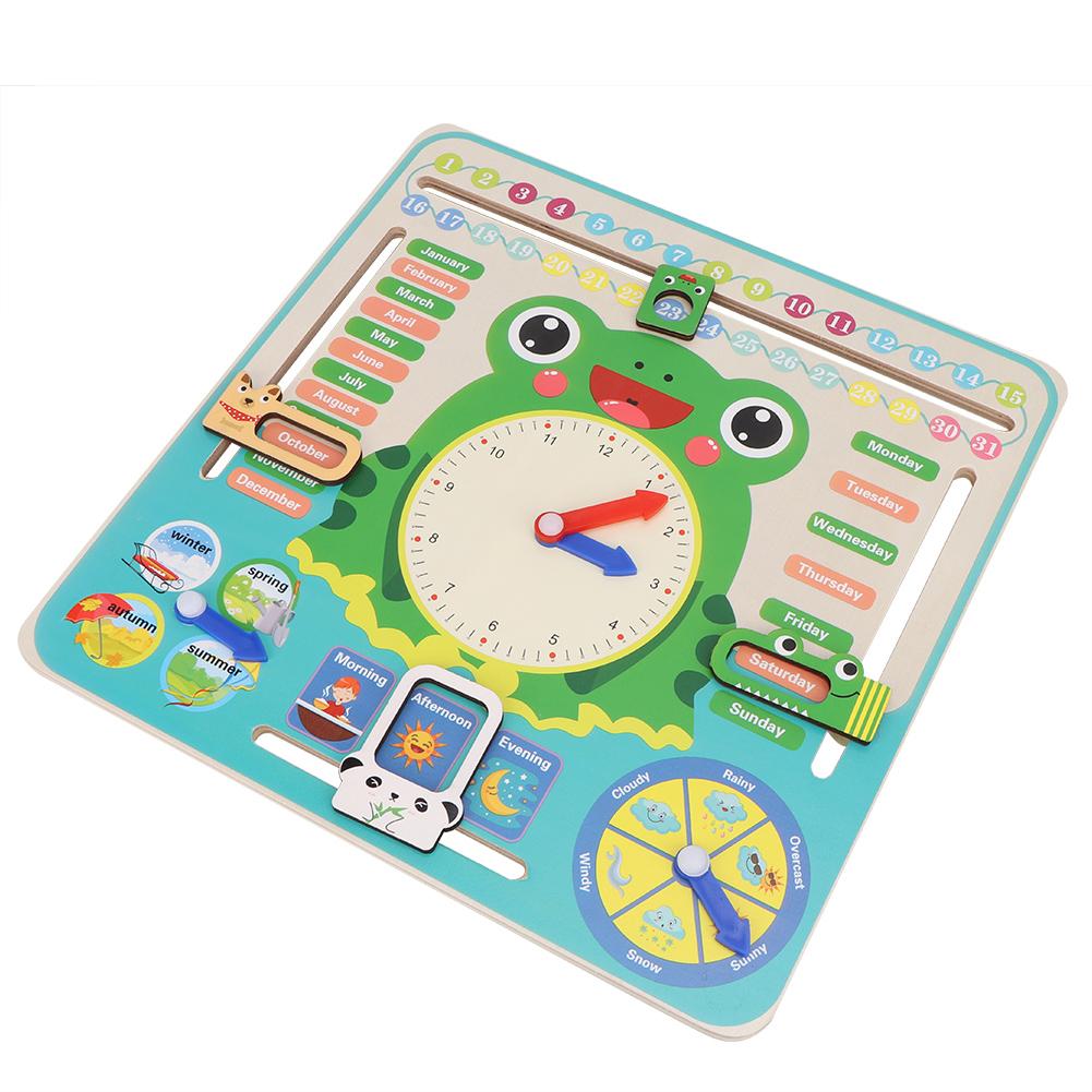 Wooden Multifunctional Calendar Clock Seasons Time Cognition Educational Toy for Kids