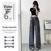 Women's Gray High Waist Cargo Pants - 2025 Spring/Summer, Lightweight, Wide-Leg, Casual American Style