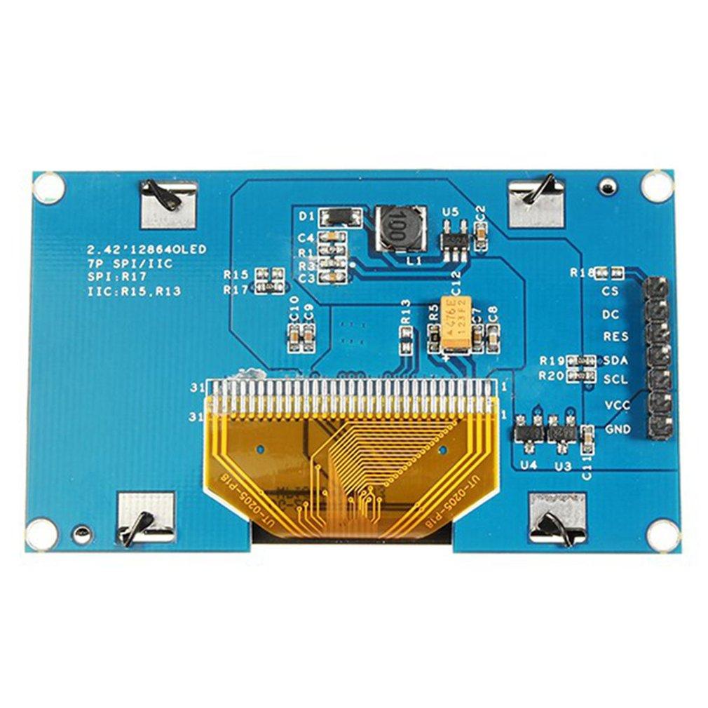 Heißer TZT 2,4" 2,42 Zoll 128x64 OLED LCD Anzeigemodul SSD1309 7 Pin SPI/IIC I2C Serielle Schnittstelle für Arduino R3 C51 Dropshipping