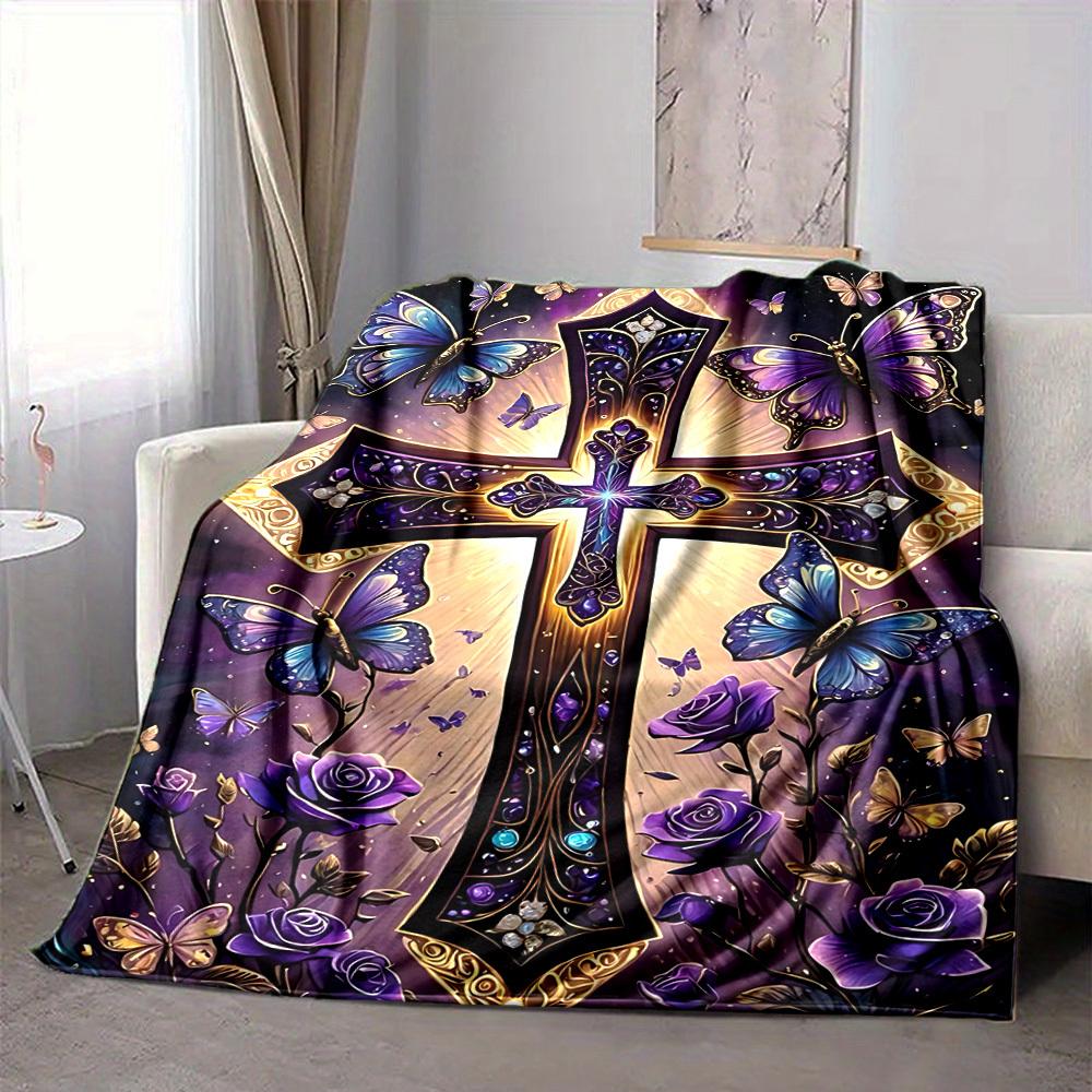 1pc Cross Ornament Blanket - Perfect Gift for Birthdays, Christmas & Halloween- Soft, Warm & Versatile yy250909082