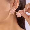 Vintage Stainless Steel Gold Color Stud Earrings For Women Five-pointed Star Dripping Oil Metal Geometric Earring Party Gift