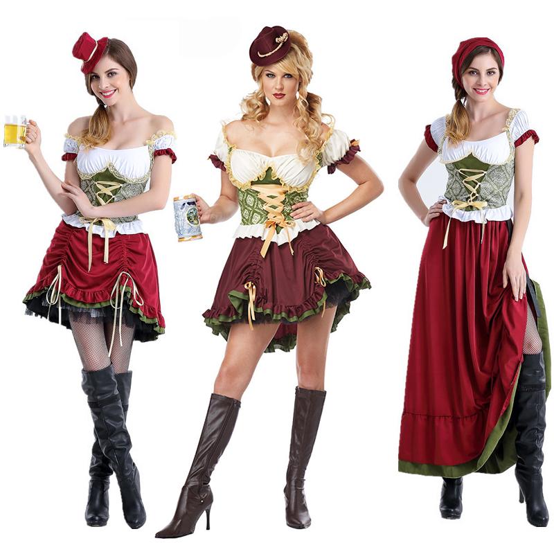 Oktoberfest German Bavarian Beer Wench Cosplay Costume Maid Women Dress Unique