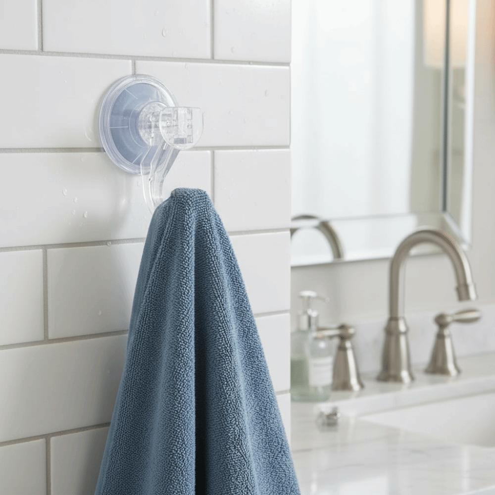 2PCS Transparent Shower Suction Hooks Removable Towel Hook Durable Kitchen Hook  Glass Surface