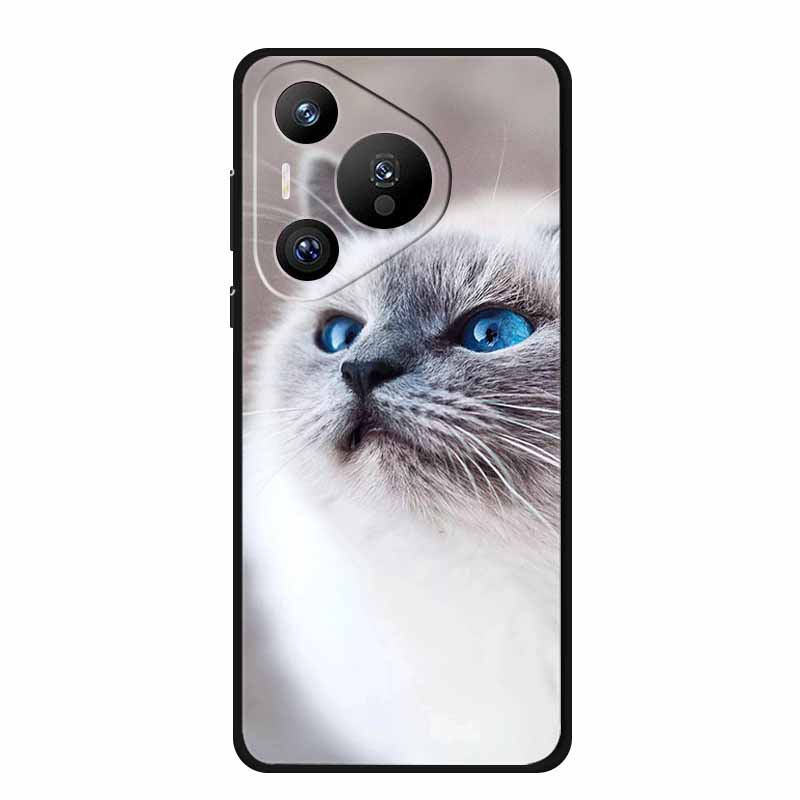 Black Silicone Case For Huawei Pura 70 Pro Case Cartoon Cat Soft Back Cover For Honor 400 Pro 5G Phone Case 400Pro Coque Funda