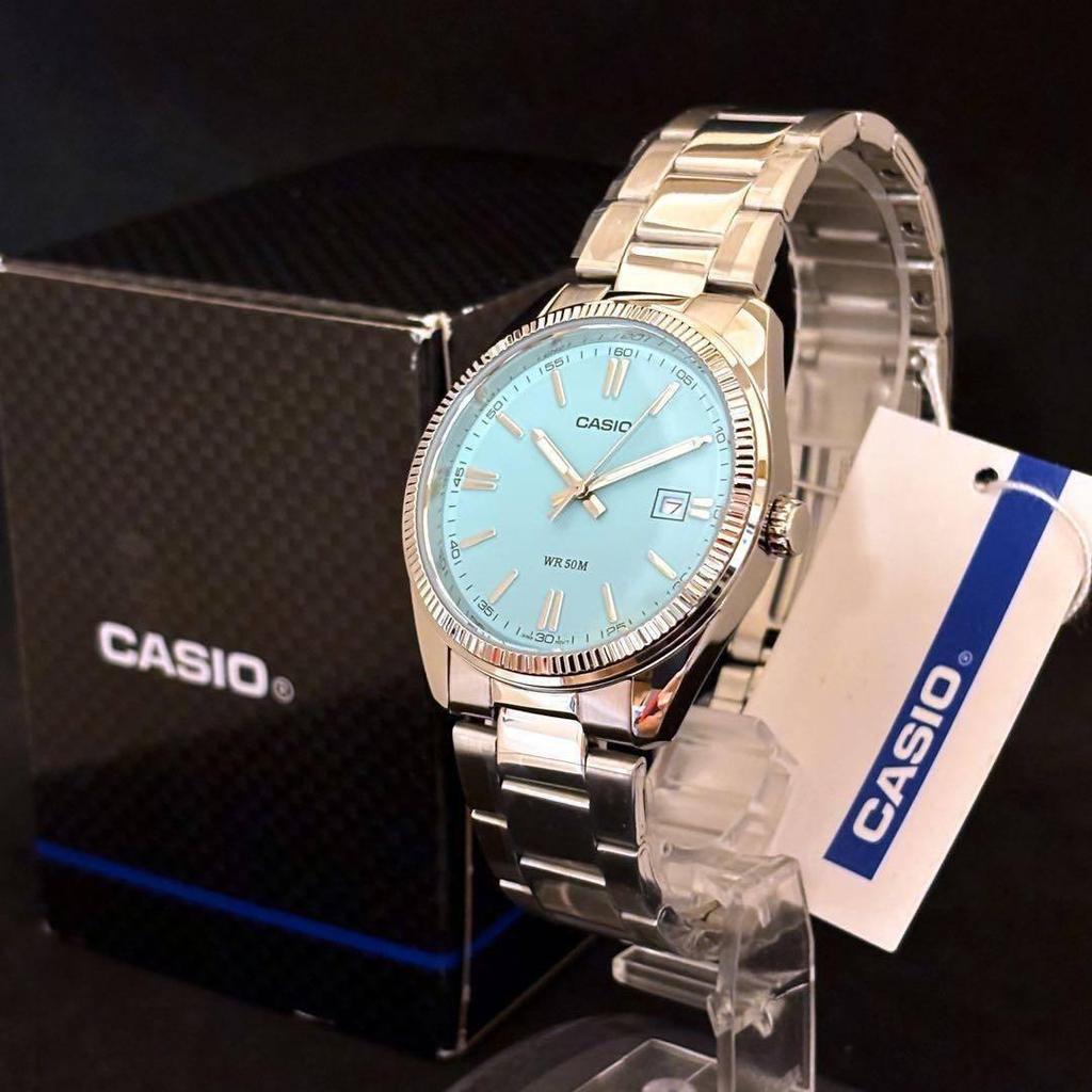 Used CASIO Men's Watch, Turquoise Blue/Silver Color, Men's Watch