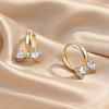 1 Pair Women Circle Earrings, Bow Design Zinc Alloy Earrings with Transparent Cubic Zirconia, Goddess Style Earrings for Daily Wear Work Party