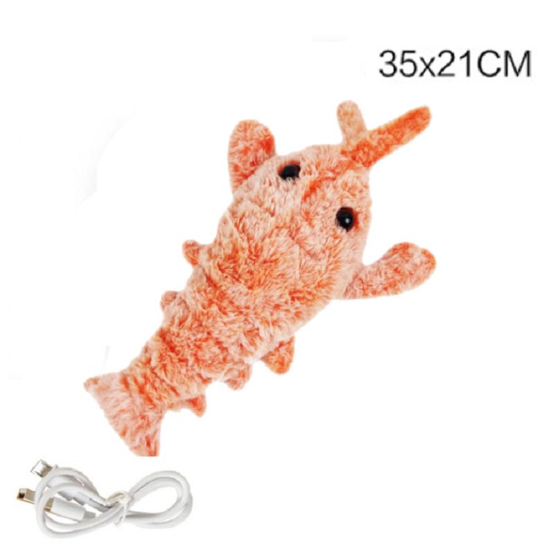 Electric Jumping Cat Toy Shrimp Catnip Pet Cat Interactive Toy Simulation Lobster Dancing Electronic Plush Cleaning Molar Toy