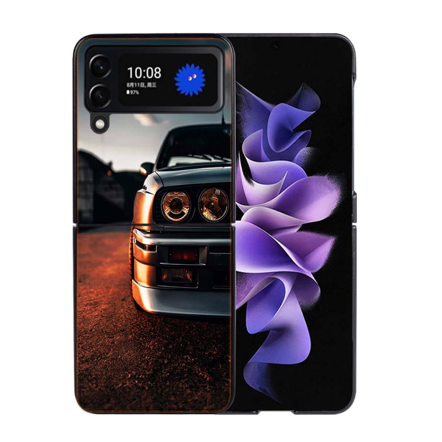 Car for B- Bmwes-S E30 Phone Case For Samsung Z Flip 7 6 5G Galaxy Z Flip4 Z Flip5 Z Flip3 Coque Black Hard PC Shell Protective