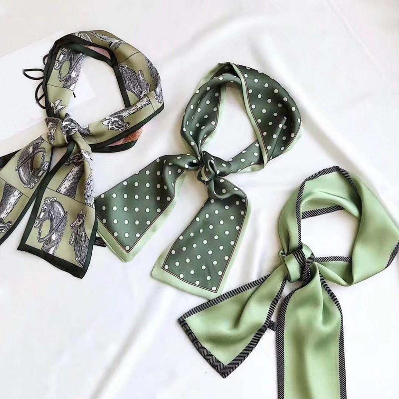 Set Di 4 Foulard In Raso Per Capelli E Borsa - Sciarpe Seta Stile Vintage, Bandana Donna Multiuso 90x6,5 Cm - Per Collo, Manici E Accessori