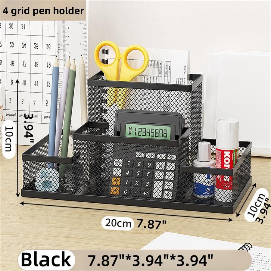 Desk Stationery Organizer Creative Metal Pen Holder Pencil File Storage Rack 7 Grid Storage Box Divided Container Office Access
