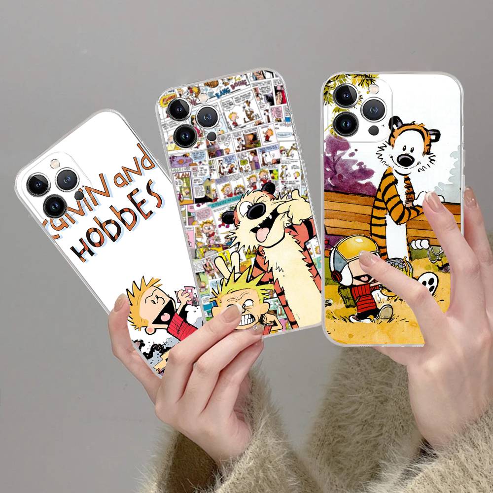 C-Calvin And H-Hobbes Transparent Soft Phone Case For IPhone 15 12 14 16 17 13 Plus 11 Pro Max 13 Pro