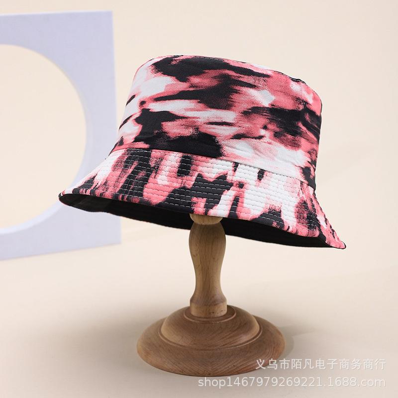 Doodle letter double-sided bucket hat, European and American fashionable casual sunshade hat, men's and women's spring/summer outing pot hat