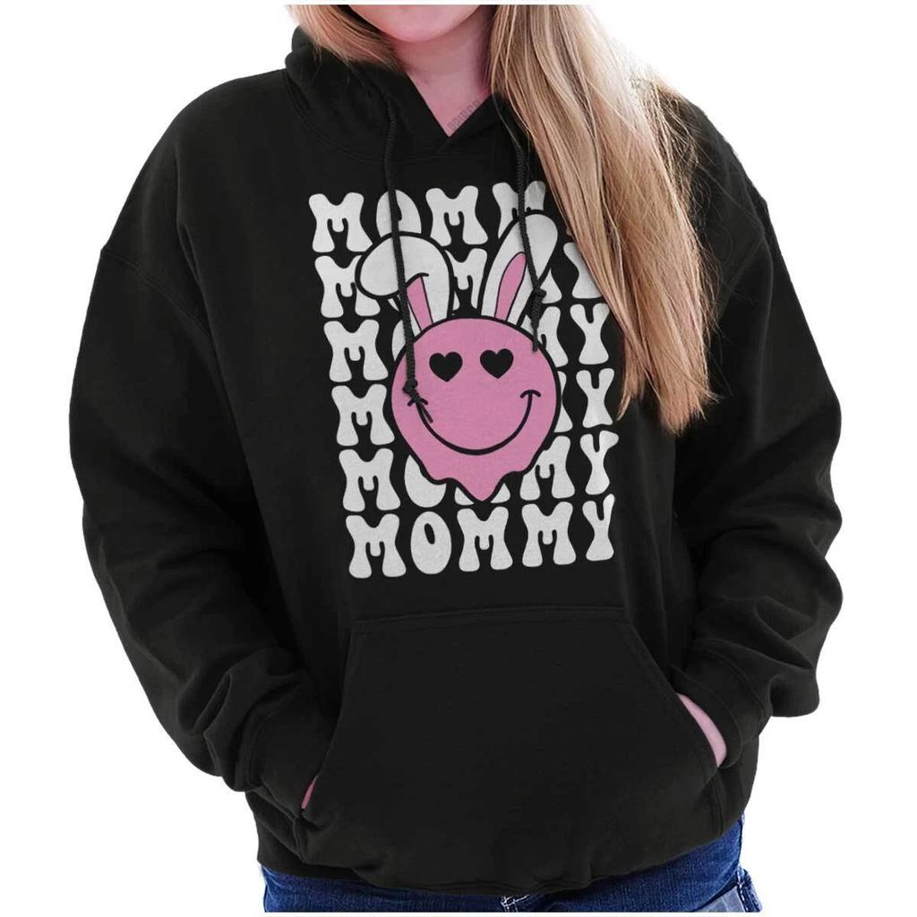 Easter Bunny Mommy Heart Eyes Happy Face Womens Hooded Sweatshirts Hoodies