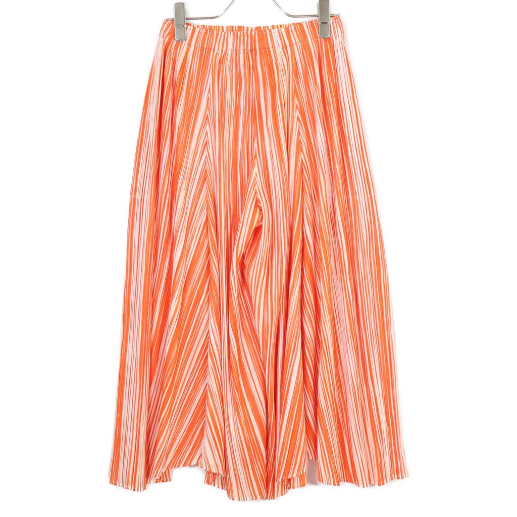 PLEATS PLEASE PP73-JF673 17AW Orange x White Stripe Deformed Wide Pants Bottoms 3 OrangeUsed