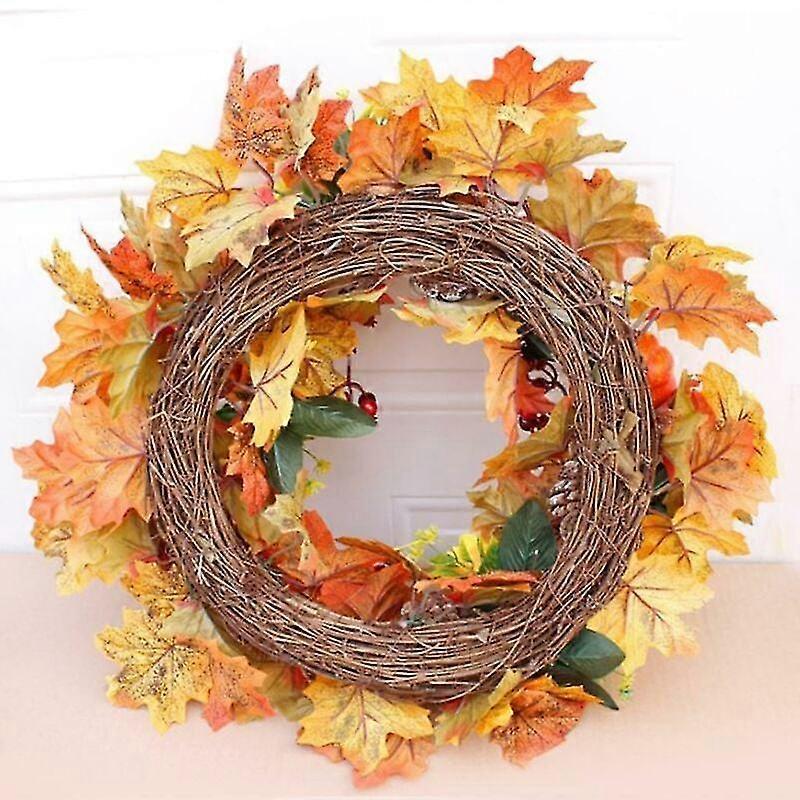 Artificial Fall Wreath With Pumpkin Bell And Berries For Halloween