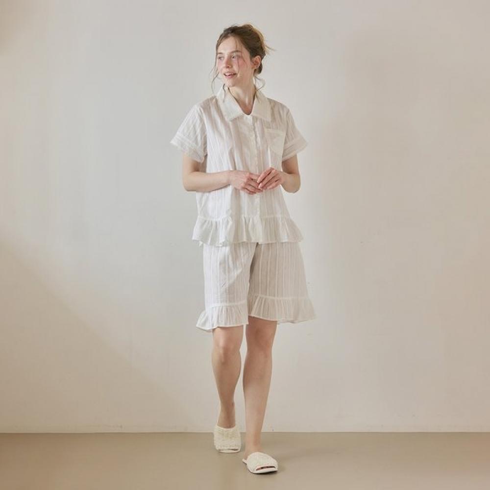 Lunaluz Women Pay Cotton Half Sleeve Collar Two Piece Pajamas