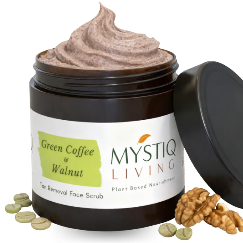 Mystiq Living Face Scrub for Women and Men - 100 GM | Exfoliating Scrub, Dark Spot & Tan Removal | Green Coffee Blemish Clear Scrub