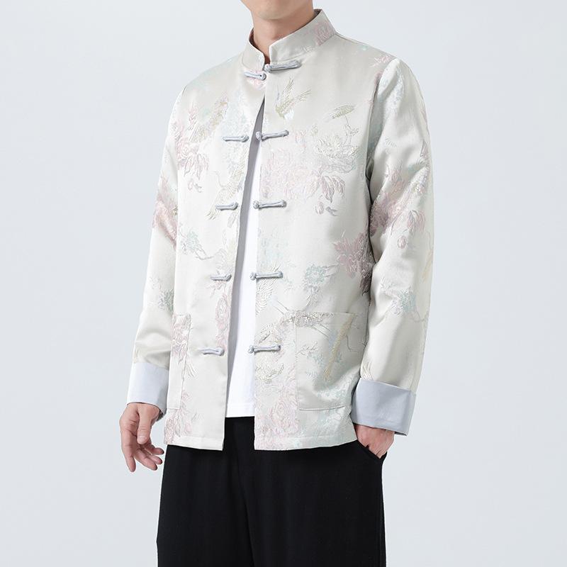 Men S Vintage Trendy Jacquard Chinese Style Tang Suit Jacket Plus Size