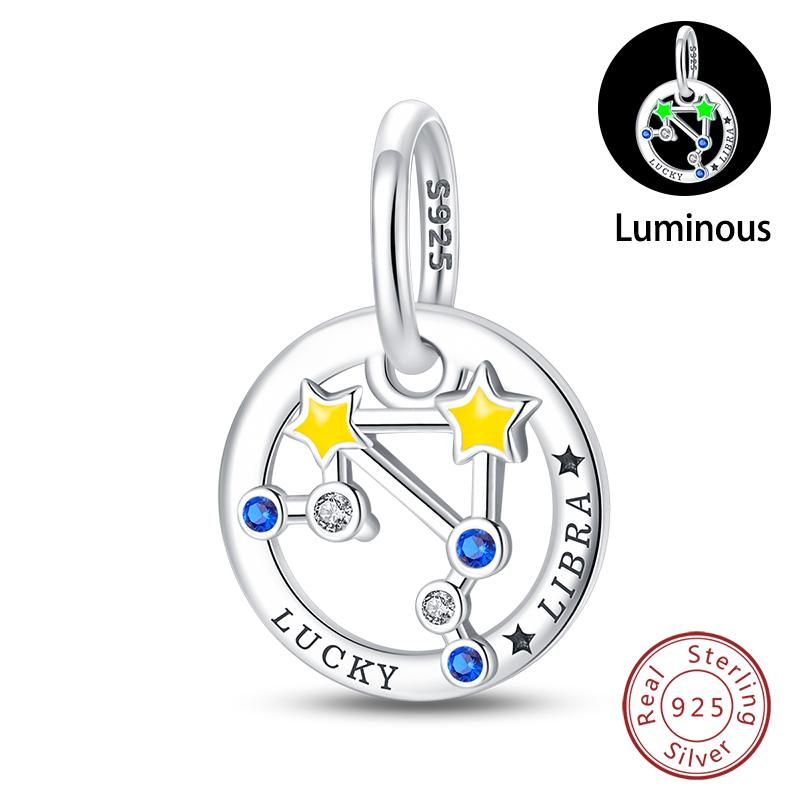 

Медного цвета светящиеся бусины-шармы с двенадцатью знаками зодиака, подходят для оригинальных браслетов 3 мм, изысканные подарки для самостоятельного изготовления на день рождения