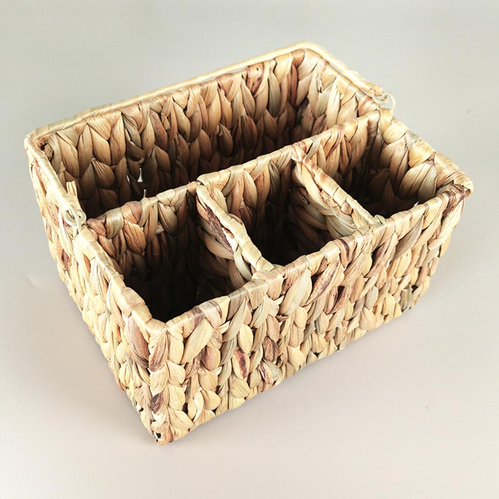 Woven Baskets for Organizing 4 Compartments Hand-Woven Storage Basket Perfect for Organizing Storage and Gifts