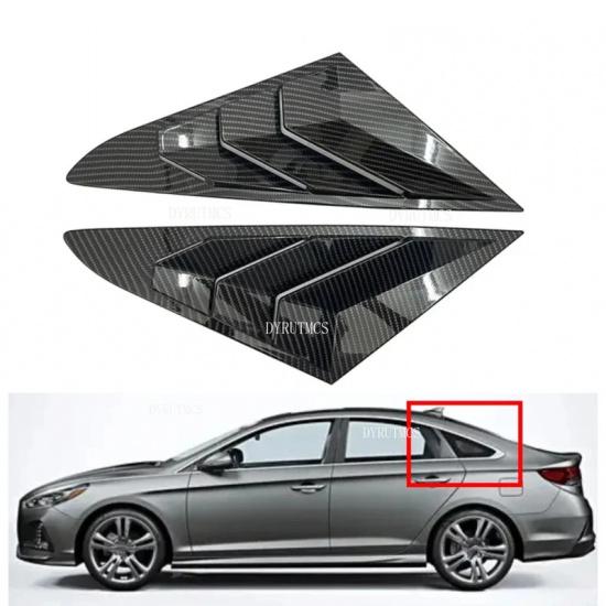 For Hyundai Sonata 9th 2015-Car Rear Louver Window Side Shutter Cover  Trim Sticker Vent Scoop Blind Shades Carbon Fiber ABS