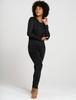 Warm Winter Underwear Set Medium Weight and Bottom Size (Lapasa) Innerwear, Wear, Women's Fleece-Lined [2-1. Black, (Top Set), S]