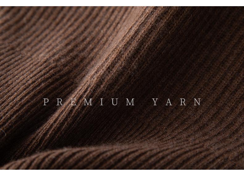 Damen Pullover mit halbem Reißverschluss aus geripptem Kaschmir - Herbst/Winter Lockere Passform mit lässigem Revers