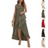 Damen Freizeitkleid mit unregelmäßigem Rüschensaum für den Urlaub - Ärmellos