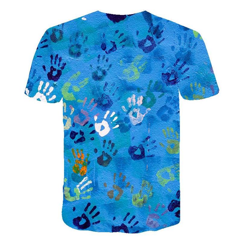Palm Graffiti Painting T-shirts Men's Clothing 3D Printed Design Round Neck Short Sleeve Tops Breathable Comfortable T-shirt