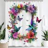 Butterfly And Floral Printed Shower Curtain Family Home Decoration Polyester Bathtub Curtain Bathroom Partition Room Curtain