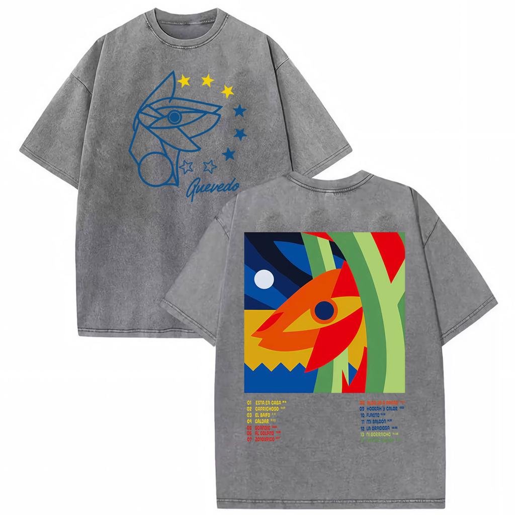 Rapper Quevedo EL BAIFO 2026 Album T-shirt Lavaggio Vintage Unisex Donna Harajuku Hip Hop Street T-shirt Top Estivi T-shirt Girocollo
