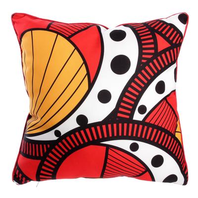 [Q7721] - Designer Cushion 'Katmandou' Red Orange White - 40 Cm