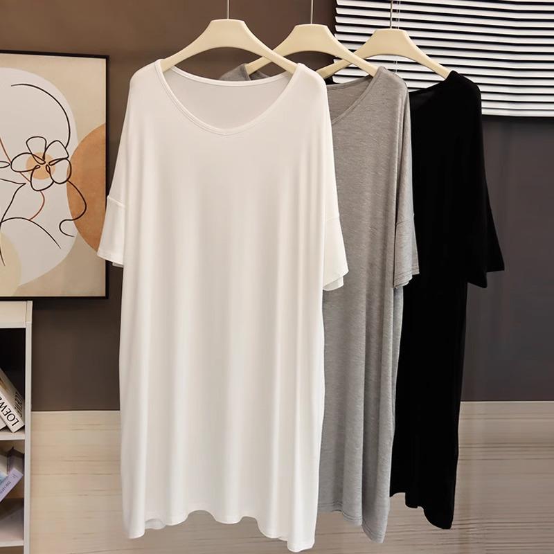 

Women s Modal V-Neck Midi Dress - Loose, Plus Size, Summer Nightdress, Maternity XL