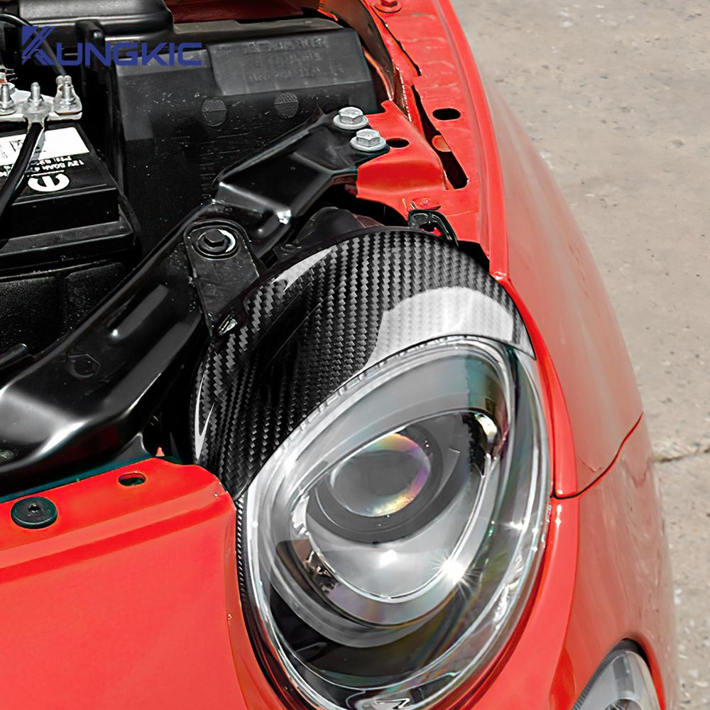 For Fiat 500 Abarth 595 2016 2017 2018 2019 2020 2025 2025 2025 Real Hard Carbon Fiber Sticker Headlamp Eyebrow Bezel Protection