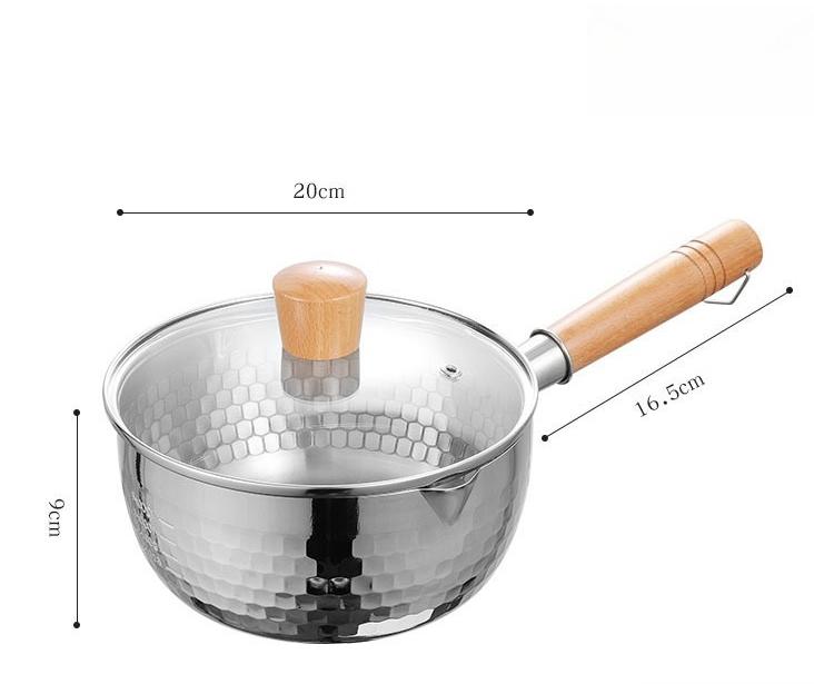 Stainless Steel Yukihira Pan Yukihira Saucepan with Lid Yukihira Pot with Hook Japanese Milk Pot Sauce Pot Cooking Pot