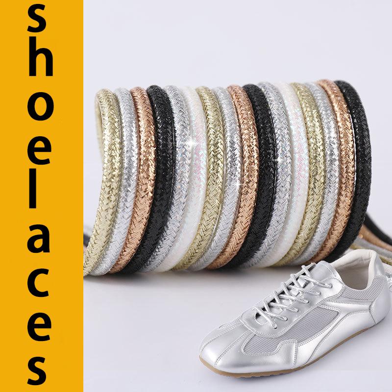 Bling Sparkle Shoe Laces for Glitter Round Shoelaces - Colorful Shiny Metallic Replacement Laces - Sneakers Boots & Casual Shoes