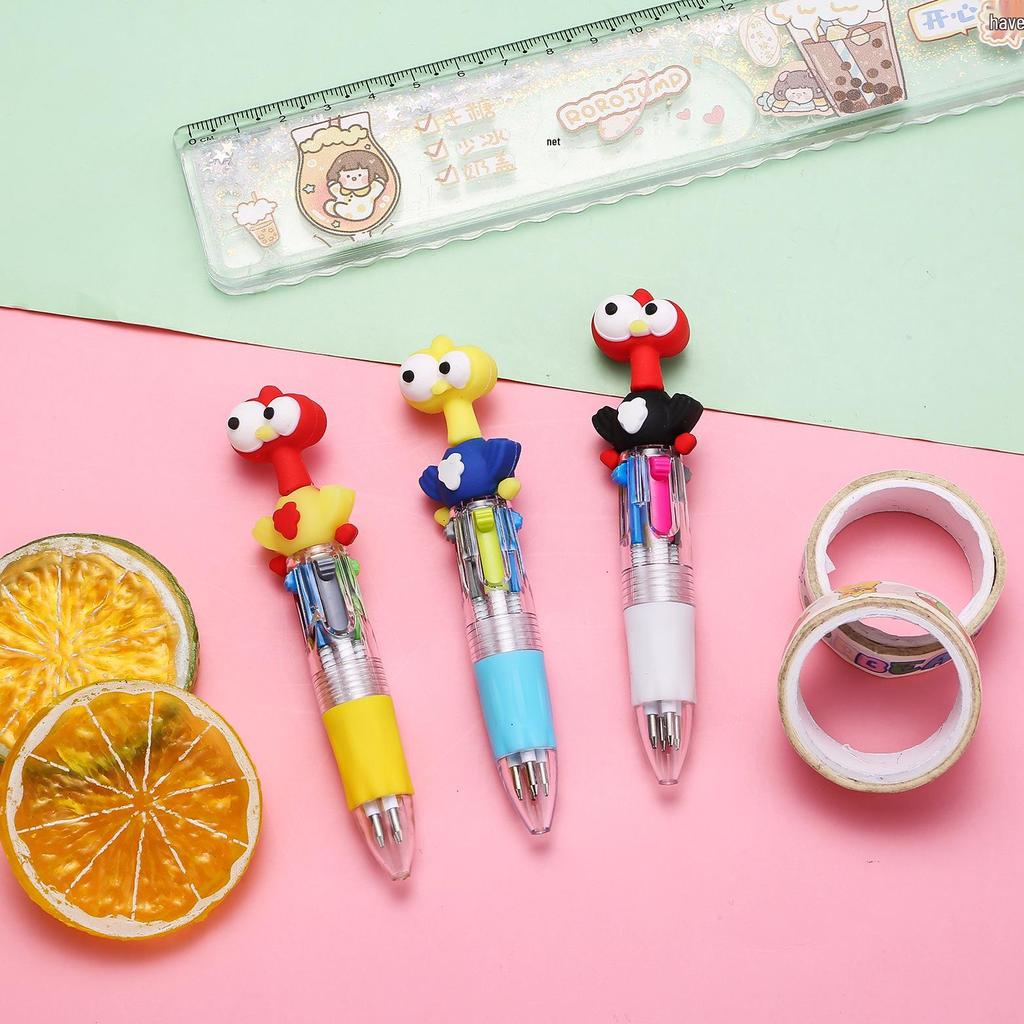 Korean Cute Animal Head 4-Color Click Ballpoint Pen