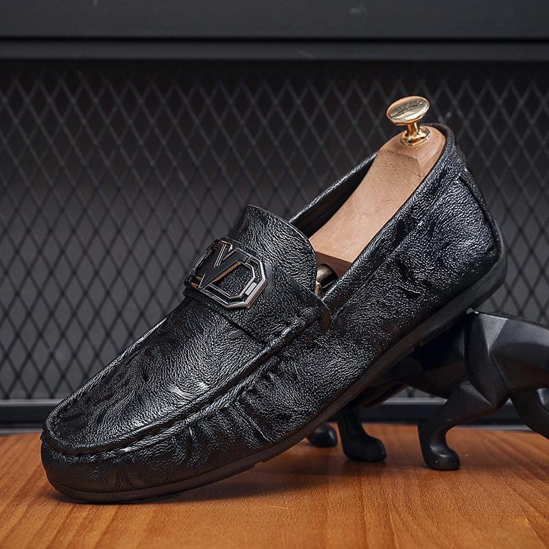 Doudou Shoes Men's Autumn Casual Leather Shoes Soft Sole One Pedal Men's Shoes Lazy Breathable