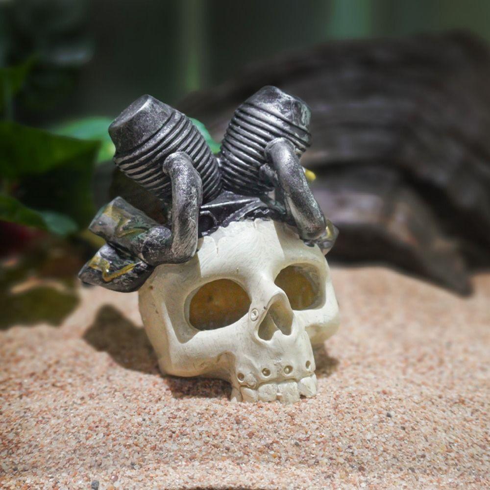 

Simulation Skull Head Statue Realistic Head Bone Model Skull Fish Hideout Halloween Decoration Style E
