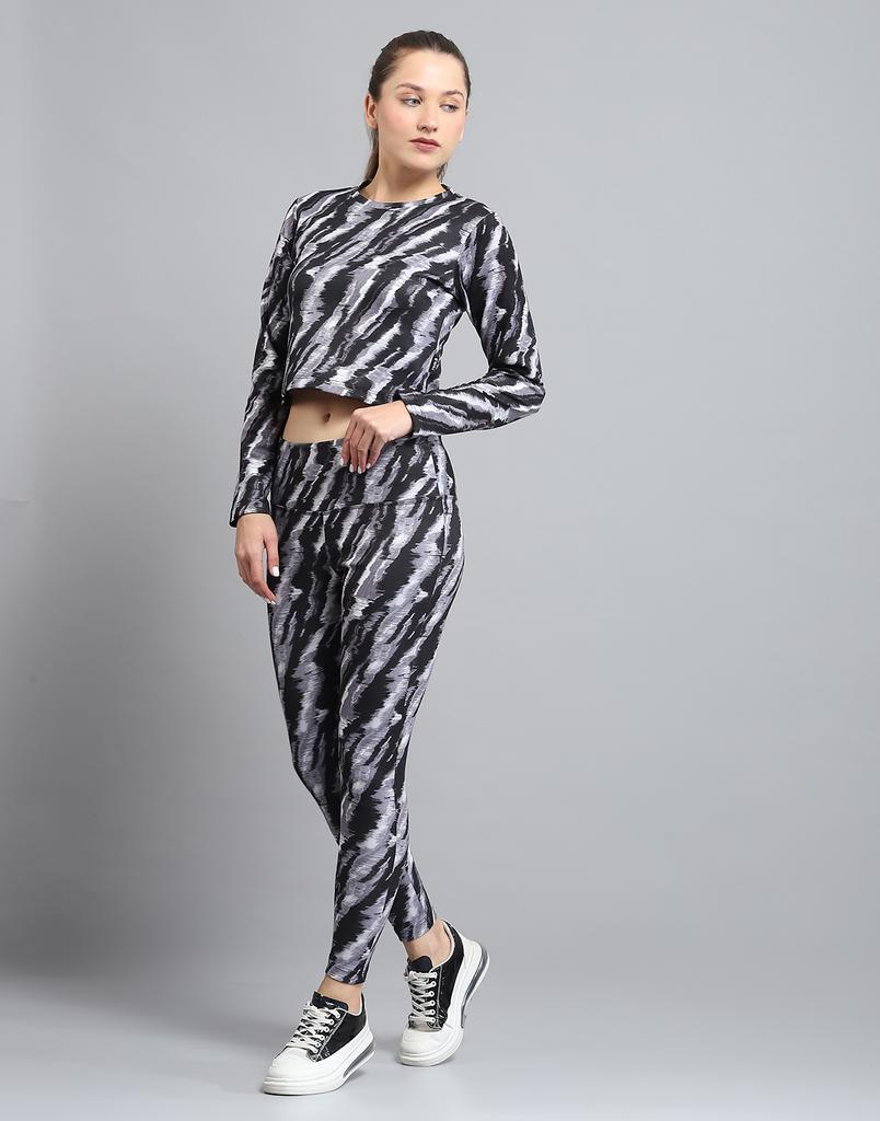 ROCK.IT From House of Monte Carlo Womens Printed Black Round Neck Full Sleeve Tracksuit