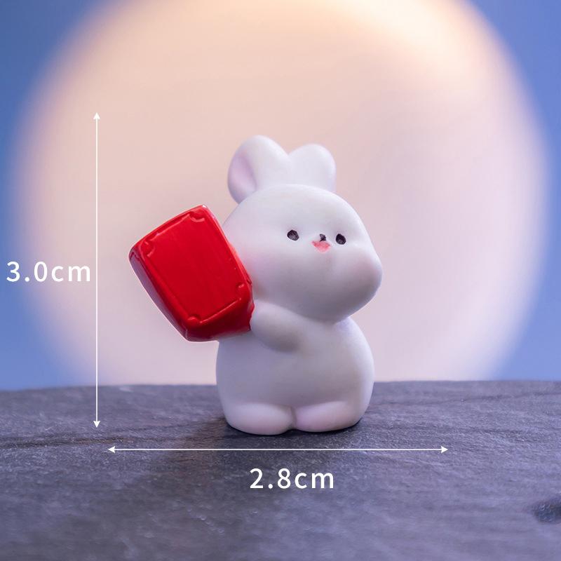 Cartoon Roztomilý Festival poloviny podzimu Králičí panenka Svátek poloviny podzimu Mooncake Dekorace na desku Roztomilý králičí pryskyřice Ornament dárek