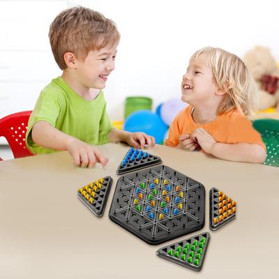 1 Set Triangle Chess Board Game 2 To 4 Players Geometry Learning Focus Logic Training Educational Rubber Band Triangle Pegboard Strategy Game Toy